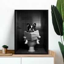 Quadro Preto e Branco Banheiro - Bulldog 24x18cm Quadro Preto e Branco Banheiro - Bulldog 24x18cm
