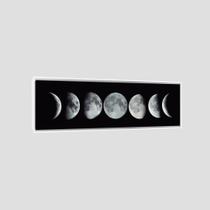 Quadro Preto E Branco Fases Da Lua 100X30Cm Moldura Branca