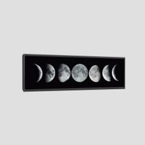 Quadro Preto E Branco Fases Da Lua 120X35Cm Moldura Preta