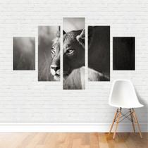 Quadro Preto e Branco Leoa Animal Selvagem Lioness Canvas