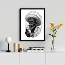 Quadro Preto Velho- Desenho Preto E Branco 33x24cm - com vidro Quadro Preto Velho- Desenho Preto E Branco 33x24cm - com vidro
