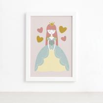 Quadro Princesa Infantil Moldura Branca 22x32cm