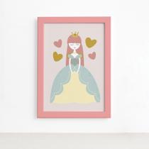 Quadro Princesa Infantil Moldura Rosa 22x32cm