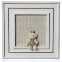 Quadro Príncipe Urso Mini Bege Quarto Bebê Infantil Menino Quadro Príncipe Urso Mini Bege Quarto Bebê Infantil Menino