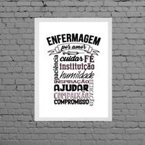 Quadro Profissão Enfermagem Por Amor 24x18cm - com vidro
