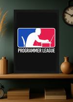 Quadro Programmer League Programação Com Vidro e Moldura Tamanho:21cm x 30cm (A4)