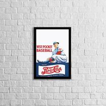 Quadro Propaganda Antiga Pepsi Baseball 24x18cm - com vidro