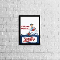 Quadro Propaganda Antiga Pepsi Baseball 33X24 Moldura Preta