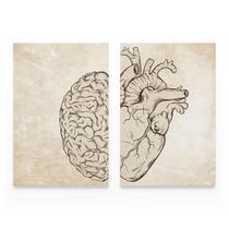 Quadro Psicologia Razão x Emoção Decorativo Kit 2 Telas Cérebro E Coração - Bimper