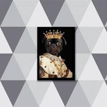 Quadro Pug Rei 33x24cm - com vidro Quadro Pug Rei 33x24cm - com vidro