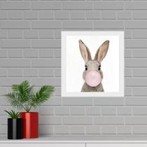 Quadro Quadrado Coelho Chiclete - 33X33Cm - Com Vidro