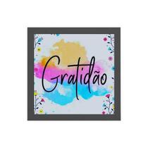 Quadro Quadrado Colorido Gratidão 20x20cm