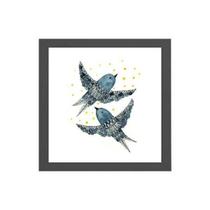 Quadro Quadrado Desenho Passarinhos 20X20Cm