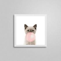 Quadro Quadrado Gatinho Bola Chiclete 20X20Cm