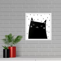 Quadro Quadrado Gatinho Escandinavo - 33X33Cm - Com Vidro