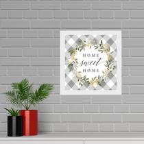 Quadro Quadrado Home Sweet Home Cinza - 33x33cm - com vidro
