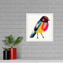 Quadro Quadrado Passarinho Colorido- 33X33Cm