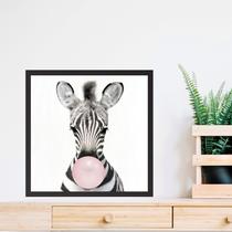 Quadro Quadrado Zebrinha Chiclete - 33x33cm