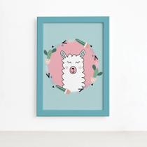 Quadro Quarto Bebê Animais Amigos Lhama Mold Azul 22x32cm Quadro Quarto Bebê Animais Amigos Lhama Mold Azul 22x32cm