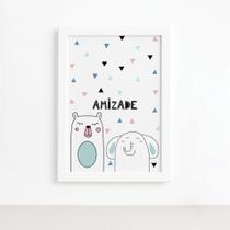 Quadro Quarto Bebê Animais Amigos Urso Mold Branca 22x32cm Quadro Quarto Bebê Animais Amigos Urso Mold Branca 22x32cm