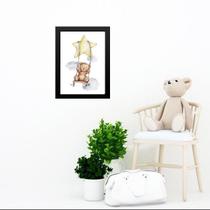 Quadro Quarto Bebê Ursinho Estrela 45X34Cm - Com Vidro