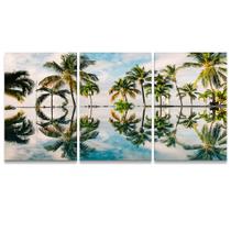Quadro Quarto Decorativo Kit 3 Coqueiro Mar Sala