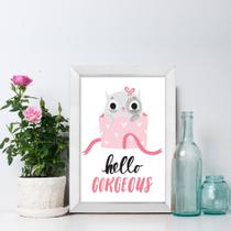 Quadro Quarto Gatinho Fofo 22x32cm Moldura Branca Quadro Quarto Gatinho Fofo 22x32cm Moldura Branca