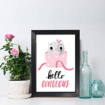 Quadro Quarto Gatinho Fofo 22x32cm Moldura Preta