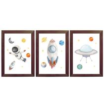 Quadro Quarto Infantil Bebê Astronauta Aquarela Minimalista