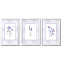 Quadro Quarto Infantil Flores Borboleta Lavanda Aquarela