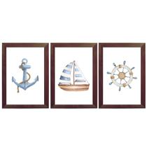 Quadro Quarto Infantil Marinheiro Náutico Barco Aquarela