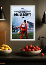 Quadro Racing Driver Ayrton Senna com Vidro e Moldura Branca Tamanho:21cm x 30cm (A4)