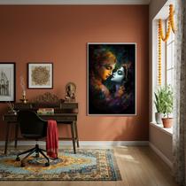 Quadro Radha e Krishna, Divindades do Hinduísmo - 70x50cm Quadro Radha e Krishna, Divindades do Hinduísmo - 70x50cm