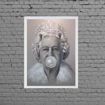 Quadro Rainha Elizabeth Bubble Gum 33x24cm - com vidro