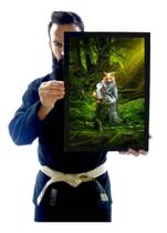 Quadro Raposa Kimono Jiu Jitsu Lutador Arte Animal Decorção