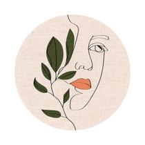 Quadro Redondo MDF Decoração Minimalista Boho Mulher 20cm