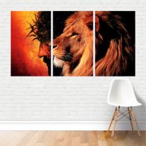 Quadro Religião - Coroa De Espinhos Jesus E Leão Judá Canvas Quadro Religião - Coroa De Espinhos Jesus E Leão Judá Canvas