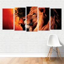 Quadro Religião - Leão De Judá E Jesus Coroa Espinhos Canvas Quadro Religião - Leão De Judá E Jesus Coroa Espinhos Canvas