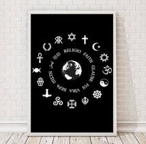 Quadro Religiões Do Mundo Símbolos 33x24cm - com vidro