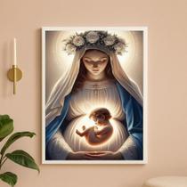 Quadro Religioso Católico Virgem Maria Gestante 33X24Cm - Com Vidro Quadro Religioso Católico Virgem Maria Gestante 33X24Cm - Com Vidro
