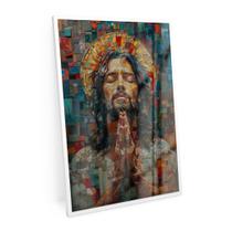 Quadro Religioso Jesus Em Ladrilhos Para Altar Sala 60x40 Cm - Bimper Quadros