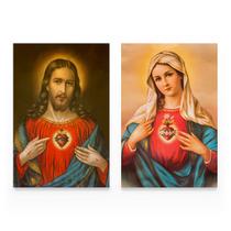 Quadro Religioso Para Sala Sagrado Coração De Jesus e Maria Imaculada Kit Grande - Bimper