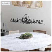Quadro Religioso Releitura Santa Ceia Decoração Sala De Jantar MDF Preto