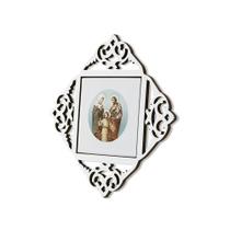Quadro religioso Sagrada Família 15 x 15 cm Design Medalhas