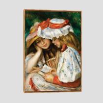 Quadro Renoir Duas Meninas Lendo Tela Moldura Bege 45X30Cm