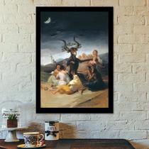 Quadro Reprodução de Sabá das Bruxas El Aquelarre (Witches' Sabbath) de Francisco de Goya com Moldura Tamanho A3