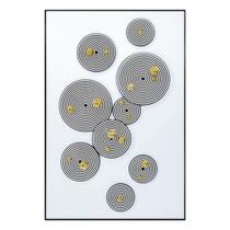 Quadro Retangular Contemporaneo Circulos Psicodelicos Preto