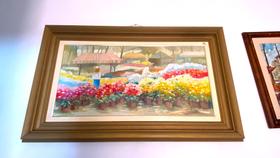 Quadro Retangular Pintura Oleo Assinado Flores Moldura Madei