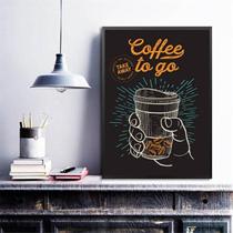 Quadro Retrô Café - Coffee To Go 33X24Cm - Com Vidro - Quadros On-Line