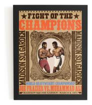 Quadro Retro Joe Frazier Vs Muhammad Ali Cartaz Moldurado